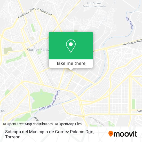 Sideapa del Municipio de Gomez Palacio Dgo map