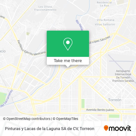 Pinturas y Lacas de la Laguna SA de CV map