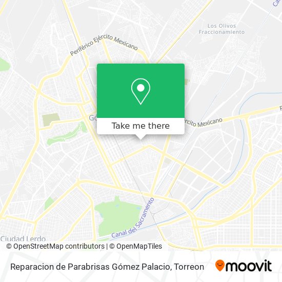 Reparacion de Parabrisas Gómez Palacio map