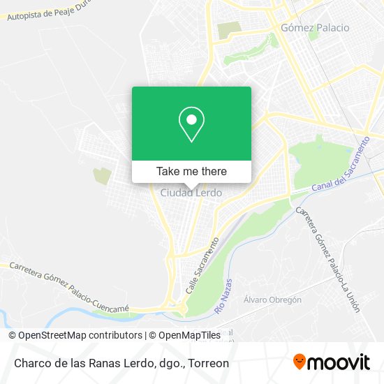 Charco de las Ranas Lerdo, dgo. map