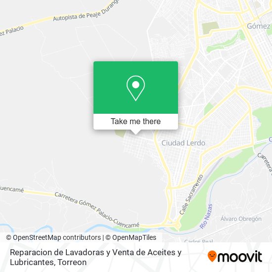 Mapa de Reparacion de Lavadoras y Venta de Aceites y Lubricantes