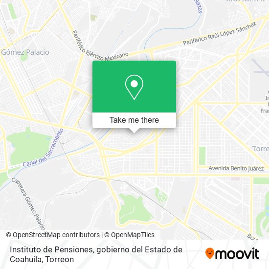 Mapa de Instituto de Pensiones, gobierno del Estado de Coahuila