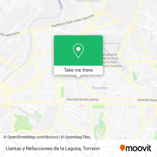 Mapa de Llantas y Refacciones de la Laguna