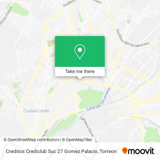 Creditos Crediclub Suc 27 Gomez Palacio map