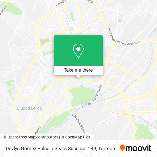 Mapa de Devlyn Gomez Palacio Sears Sucursal 189