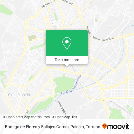 Bodega de Flores y Follajes Gomez Palacio map
