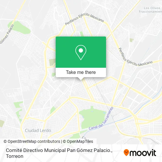Mapa de Comité Directivo Municipal Pan Gómez Palacio.