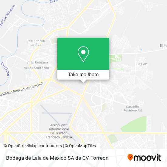 Mapa de Bodega de Lala de Mexico SA de CV