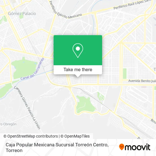 Mapa de Caja Popular Mexicana Sucursal Torreón Centro
