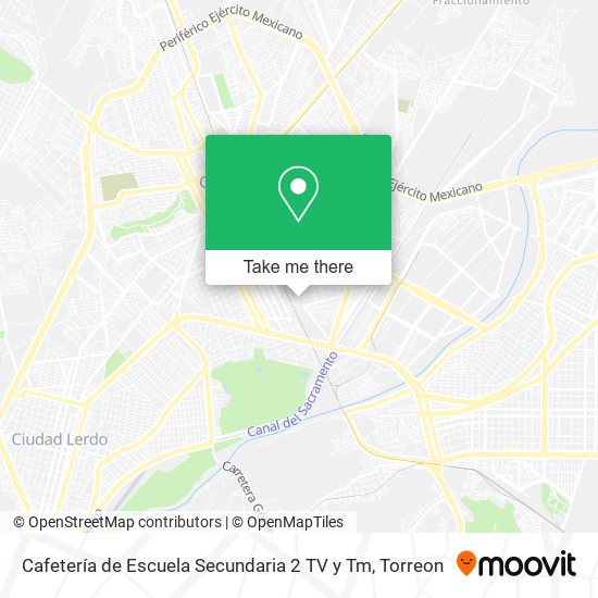 Cafetería de Escuela Secundaria 2 TV y Tm map