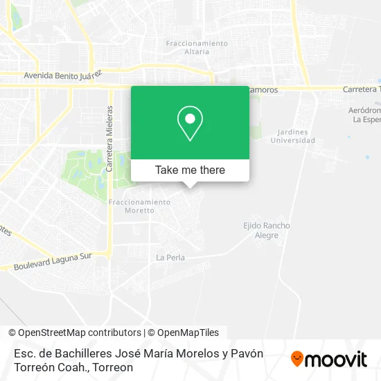 Mapa de Esc. de Bachilleres José María Morelos y Pavón Torreón Coah.