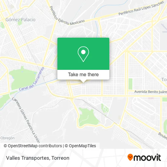 Valles Transportes map