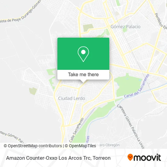 Amazon Counter-Oxxo Los Arcos Trc map