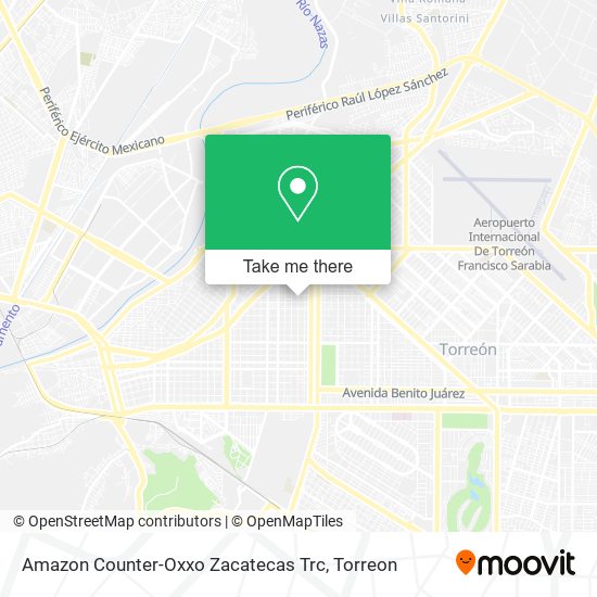 Amazon Counter-Oxxo Zacatecas Trc map