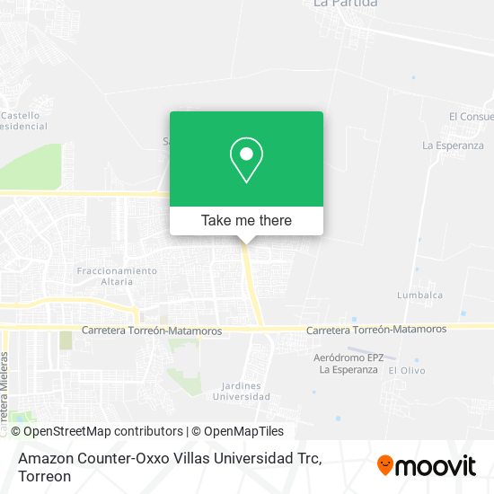 Amazon Counter-Oxxo Villas Universidad Trc map