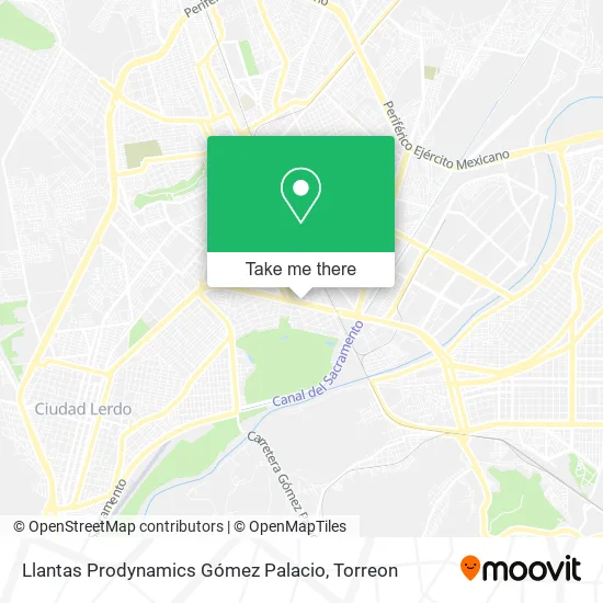 Llantas Prodynamics Gómez Palacio map