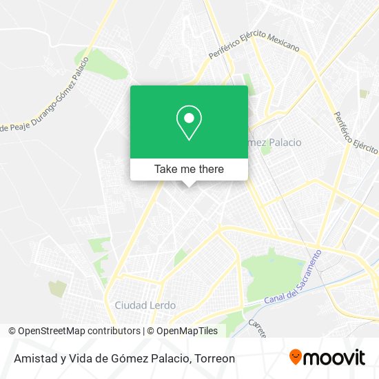 Amistad y Vida de Gómez Palacio map