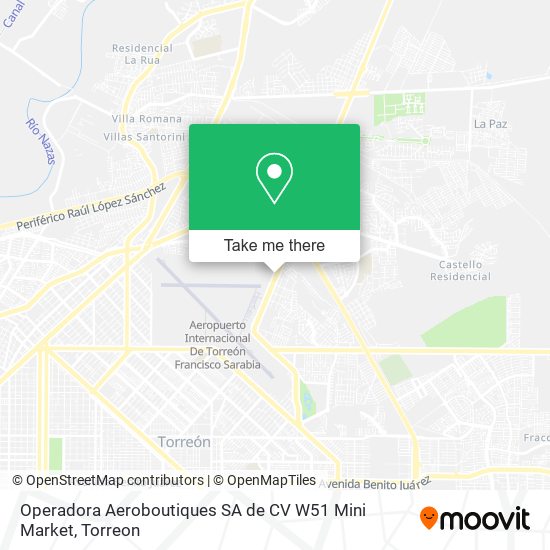 Mapa de Operadora Aeroboutiques SA de CV W51 Mini Market