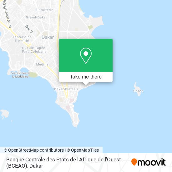 Banque Centrale des Etats de l'Afrique de l'Ouest (BCEAO) map