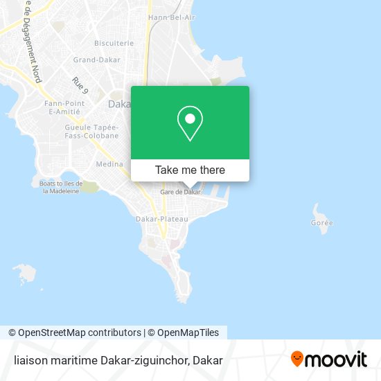 liaison maritime Dakar-ziguinchor map