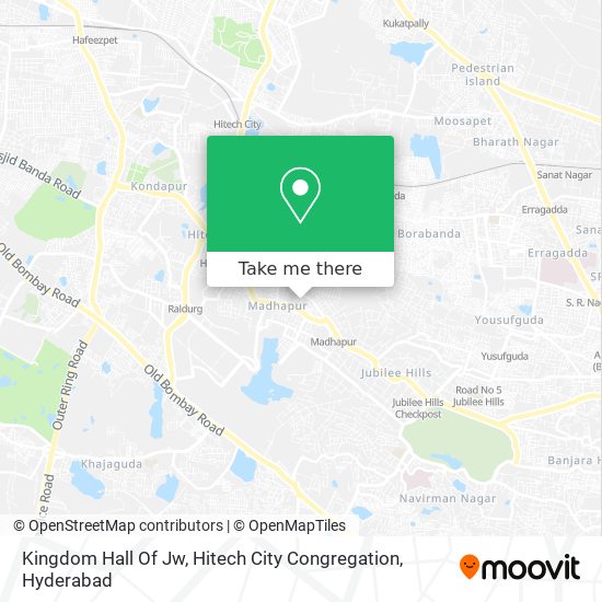 Kingdom Hall Of Jw, Hitech City Congregation map