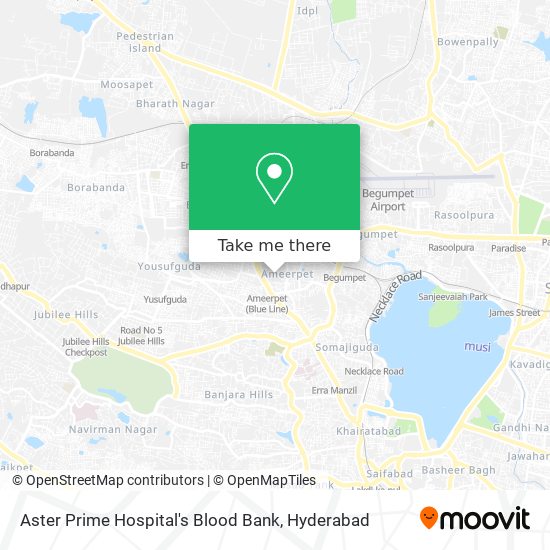 Aster Prime Hospital's Blood Bank map