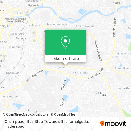 Champapet Bus Stop Towards Bhairamalguda map