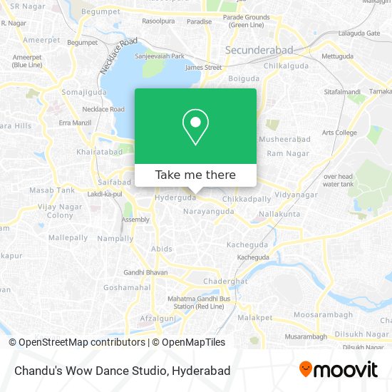 How to get to Chandu's Wow Dance Studio in Hyderabad by Bus or Train?