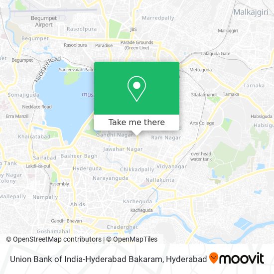 Union Bank of India-Hyderabad Bakaram map