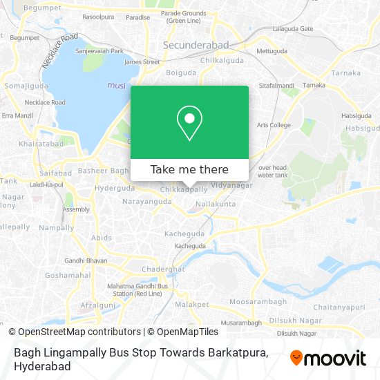 Bagh Lingampally Bus Stop Towards Barkatpura map