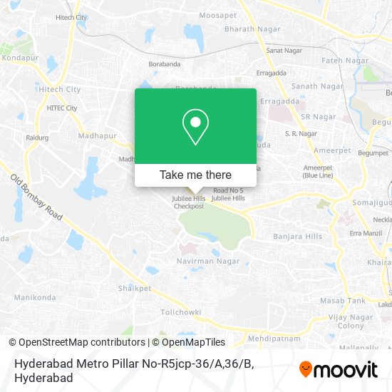 Hyderabad Metro Pillar No-R5jcp-36 / A,36 / B map