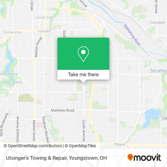 Utsinger's Towing & Repair map