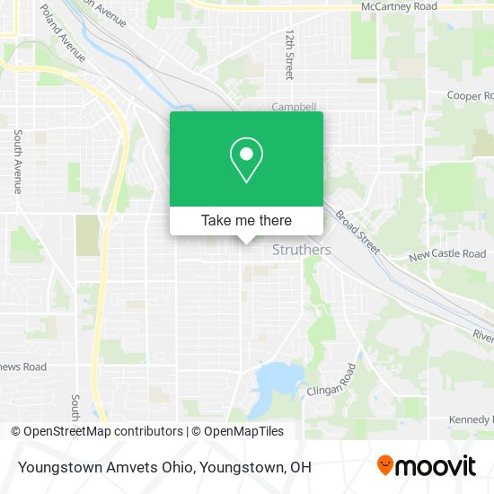 Mapa de Youngstown Amvets Ohio