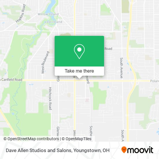 Dave Allen Studios and Salons map