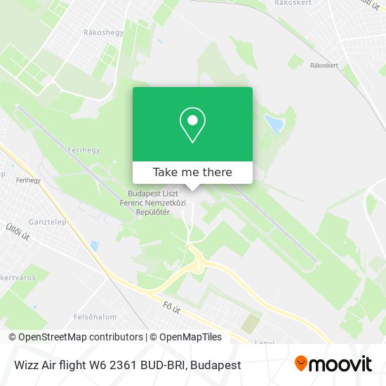 Wizz Air flight W6 2361 BUD-BRI map