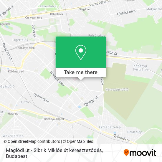 Maglódi út - Sibrik Miklós út kereszteződés map