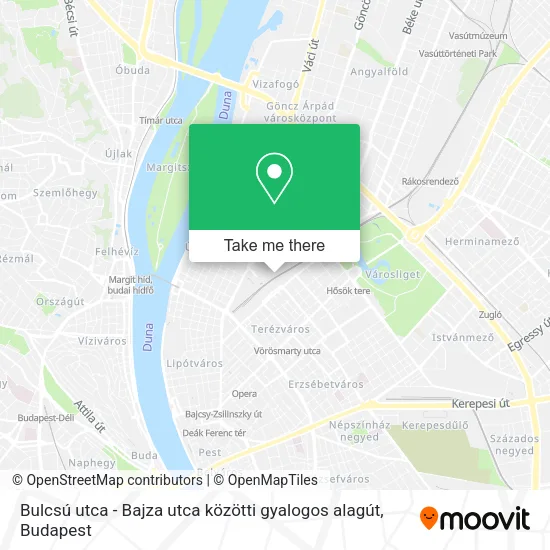 Bulcsú utca - Bajza utca közötti gyalogos alagút map