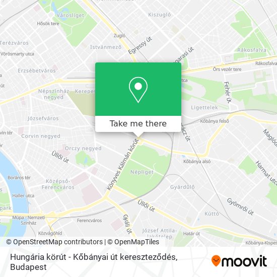 Hungária körút - Kőbányai út kereszteződés map