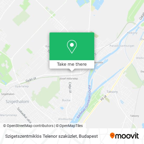 Szigetszentmiklós Telenor szaküzlet map