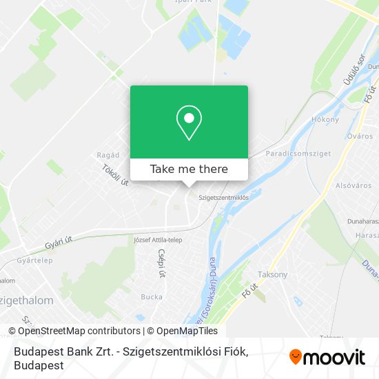 Budapest Bank Zrt. - Szigetszentmiklósi Fiók map