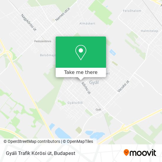 Gyáli Trafik Kórösi út map