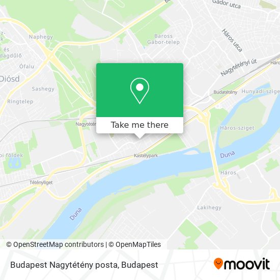 Budapest Nagytétény posta map
