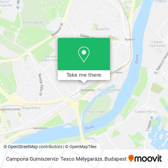 Campona Gumiszervíz- Tesco Mélygarázs map