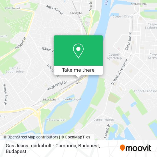 Gas Jeans márkabolt - Campona, Budapest map