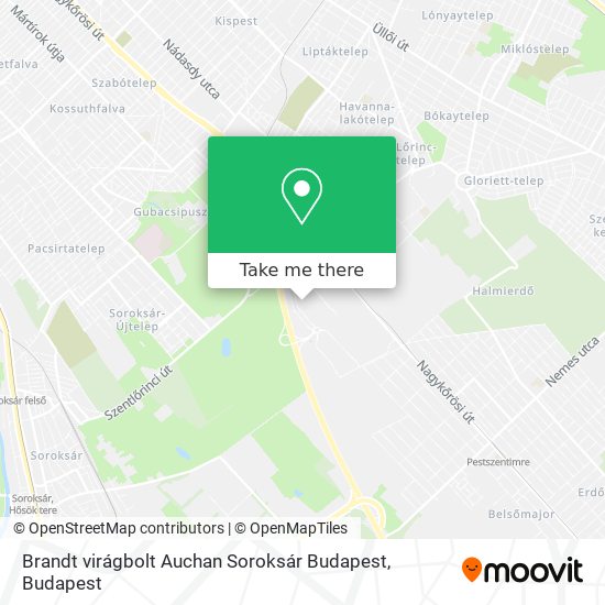 Brandt virágbolt Auchan Soroksár Budapest map