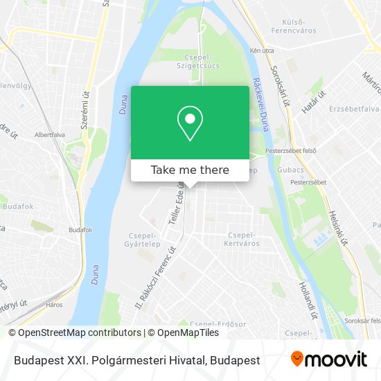 Budapest XXI. Polgármesteri Hivatal map