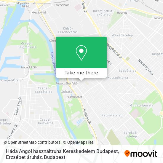 Háda Angol használtruha Kereskedelem Budapest, Erzsébet áruház map