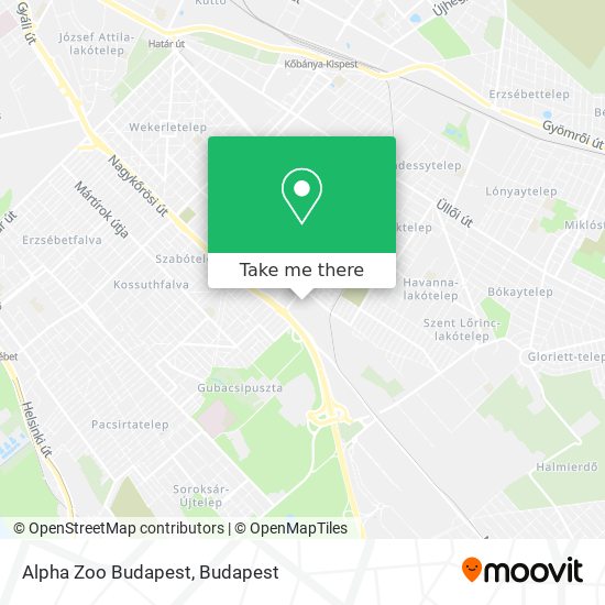 Alpha Zoo Budapest map