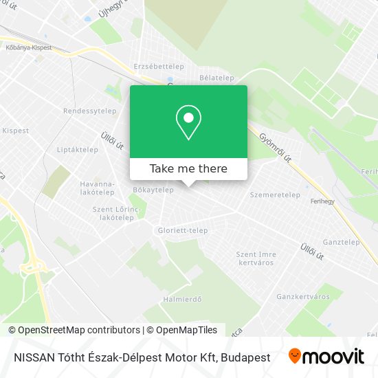 NISSAN Tótht Észak-Délpest Motor Kft map