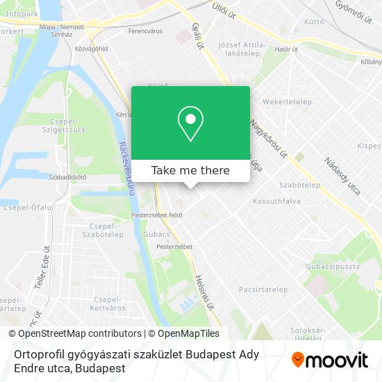 Ortoprofil gyógyászati szaküzlet Budapest Ady Endre utca map
